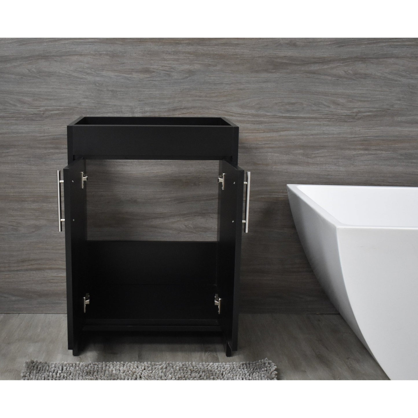 Volpa USA Villa 24" Black Freestanding Modern Bathroom Vanity With Brushed Nickel Round Handles