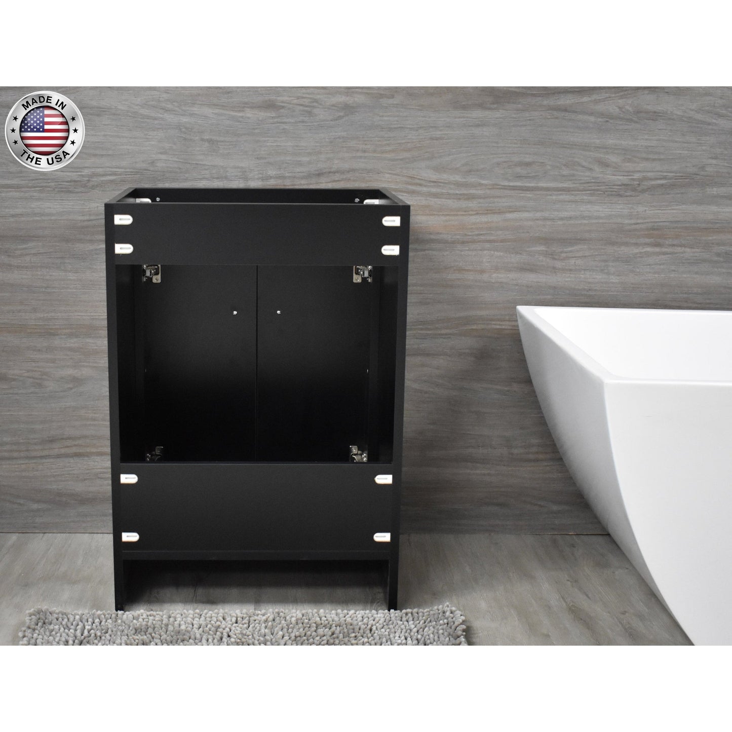 Volpa USA Villa 24" Black Freestanding Modern Bathroom Vanity With Brushed Nickel Round Handles