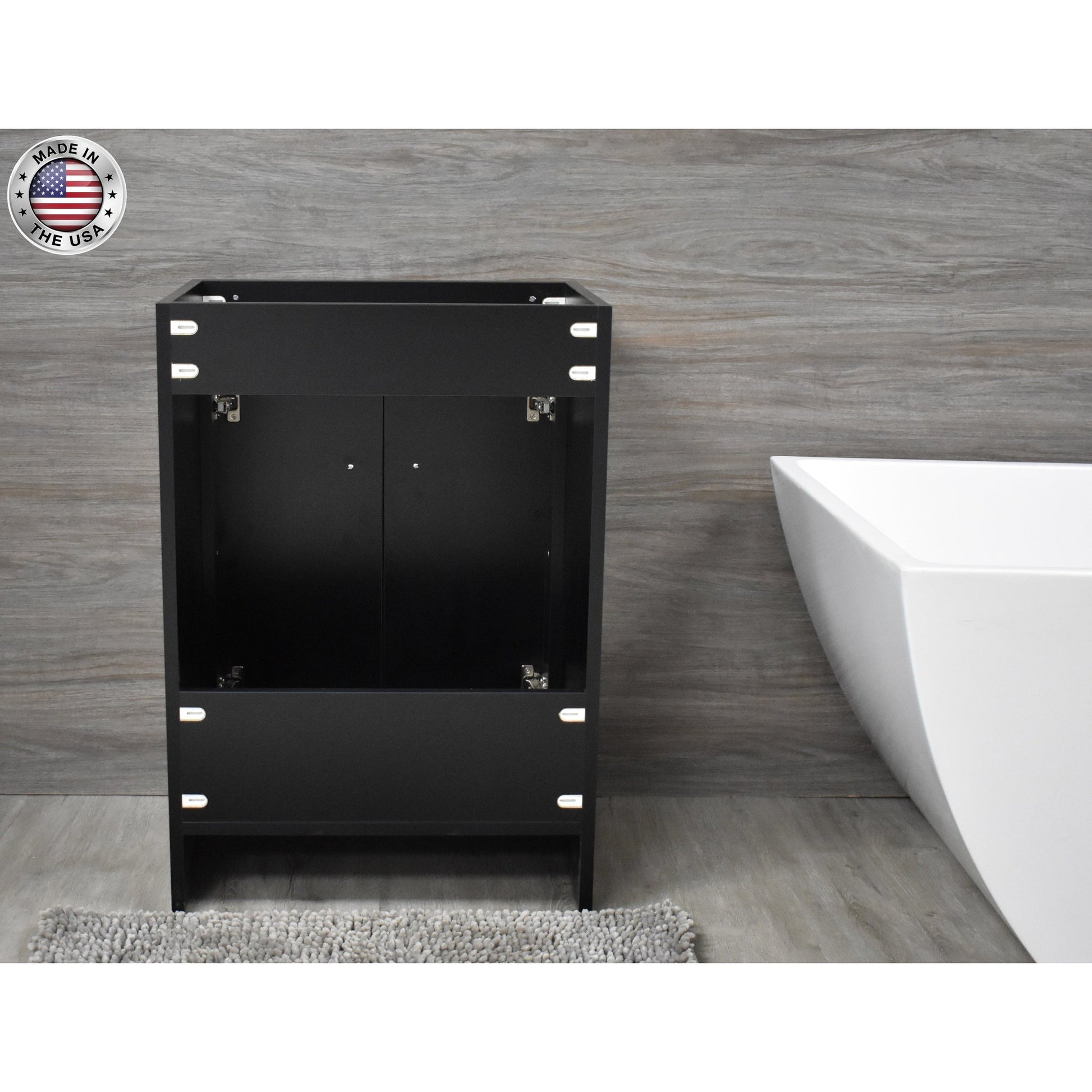 Volpa USA Villa 24" Black Freestanding Modern Bathroom Vanity With Brushed Nickel Round Handles