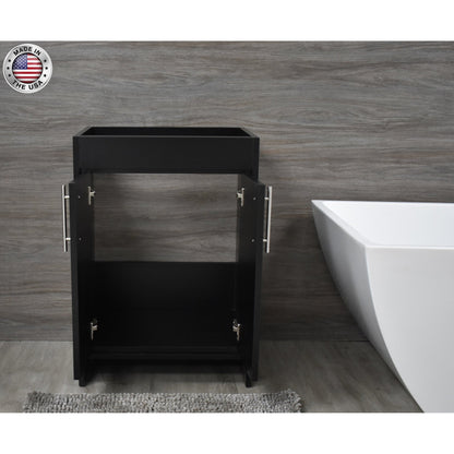 Volpa USA Villa 24" Black Freestanding Modern Bathroom Vanity With Brushed Nickel Round Handles