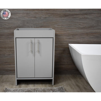 Volpa USA Villa 24" Gray Freestanding Modern Bathroom Vanity With Brushed Nickel Round Handles