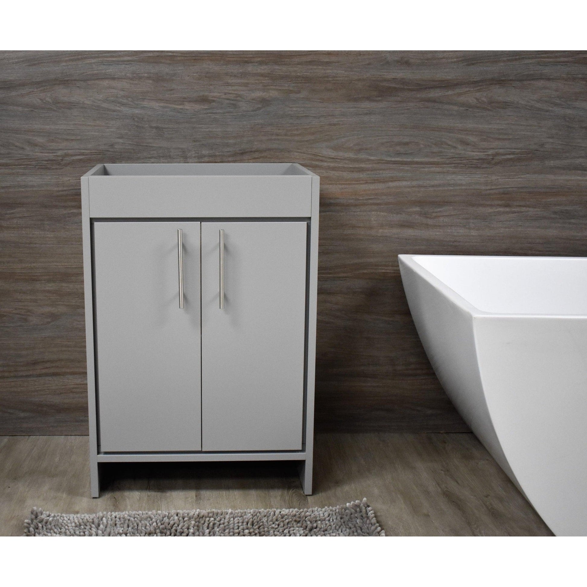 Volpa USA Villa 24" Gray Freestanding Modern Bathroom Vanity With Brushed Nickel Round Handles