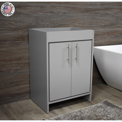 Volpa USA Villa 24" Gray Freestanding Modern Bathroom Vanity With Brushed Nickel Round Handles