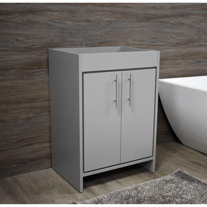 Volpa USA Villa 24" Gray Freestanding Modern Bathroom Vanity With Brushed Nickel Round Handles