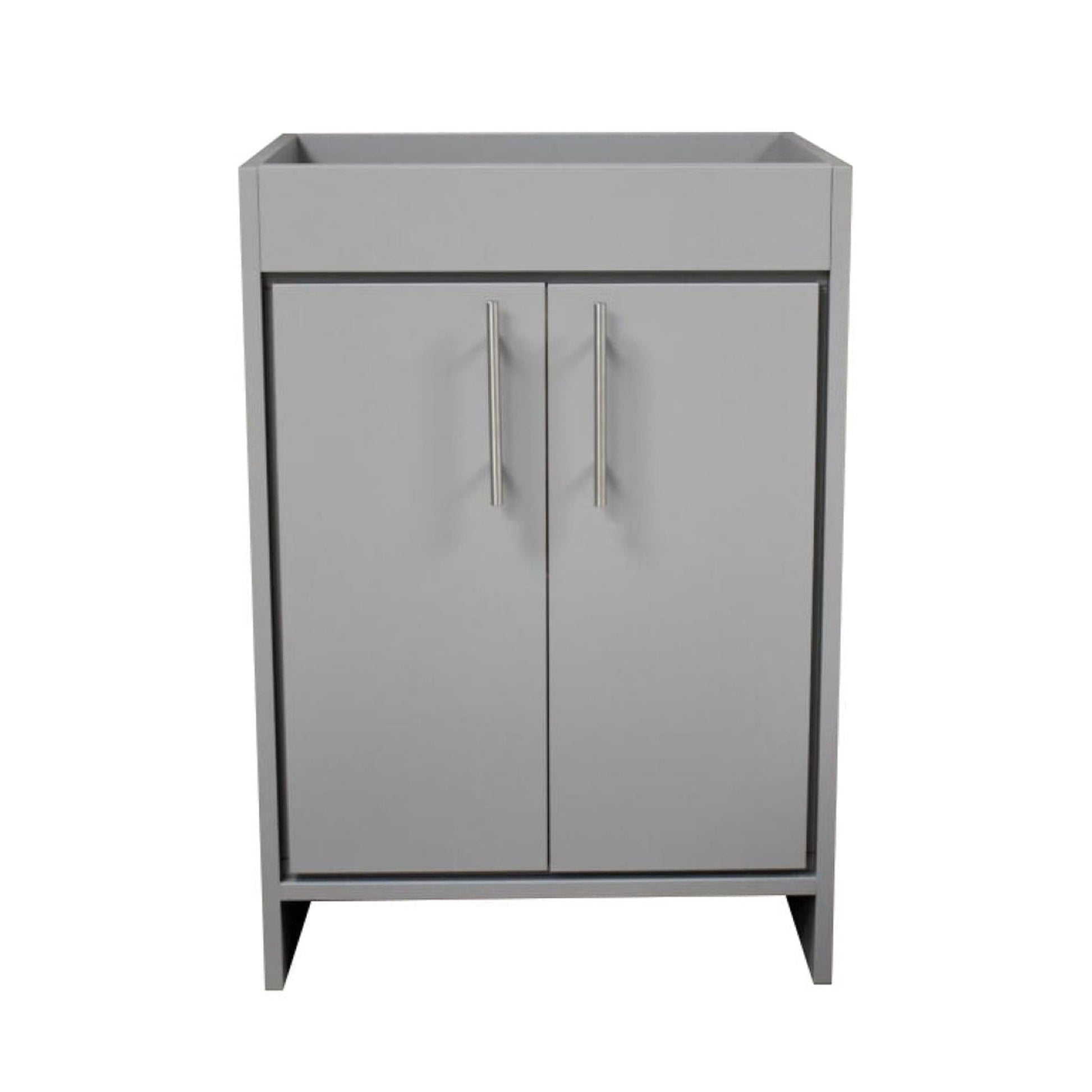 Volpa USA Villa 24" Gray Freestanding Modern Bathroom Vanity With Brushed Nickel Round Handles