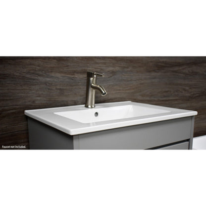 Volpa USA Villa 24" Gray Freestanding Modern Bathroom Vanity With Integrated Ceramic Top and Brushed Nickel Round Handles