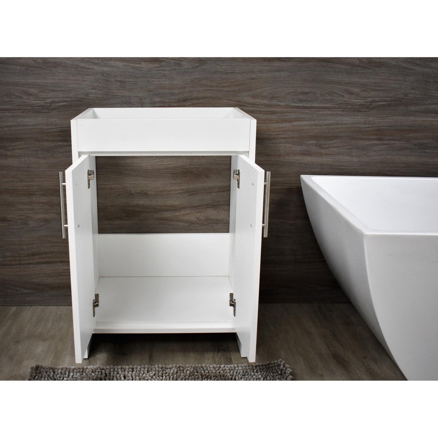 Volpa USA Villa 24" White Freestanding Modern Bathroom Vanity With Brushed Nickel Round Handles
