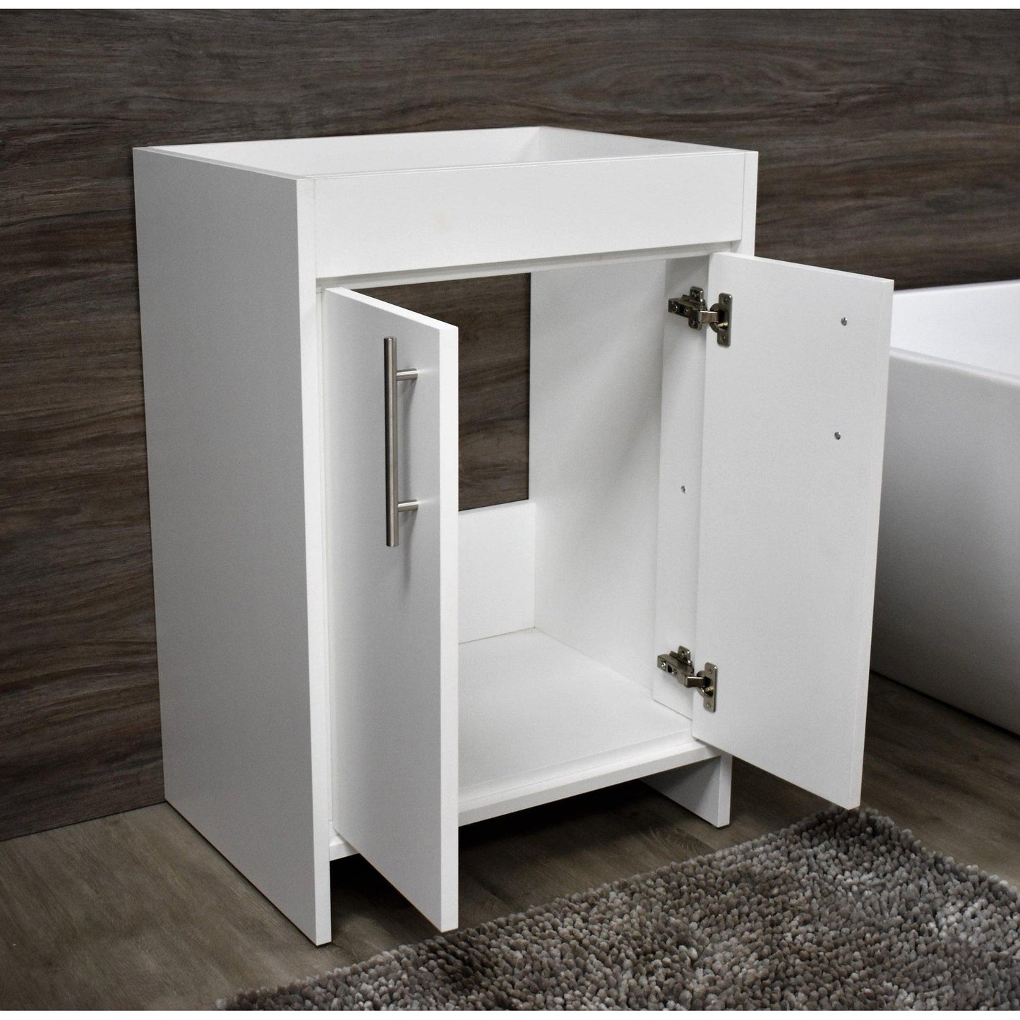 Volpa USA Villa 24" White Freestanding Modern Bathroom Vanity With Brushed Nickel Round Handles