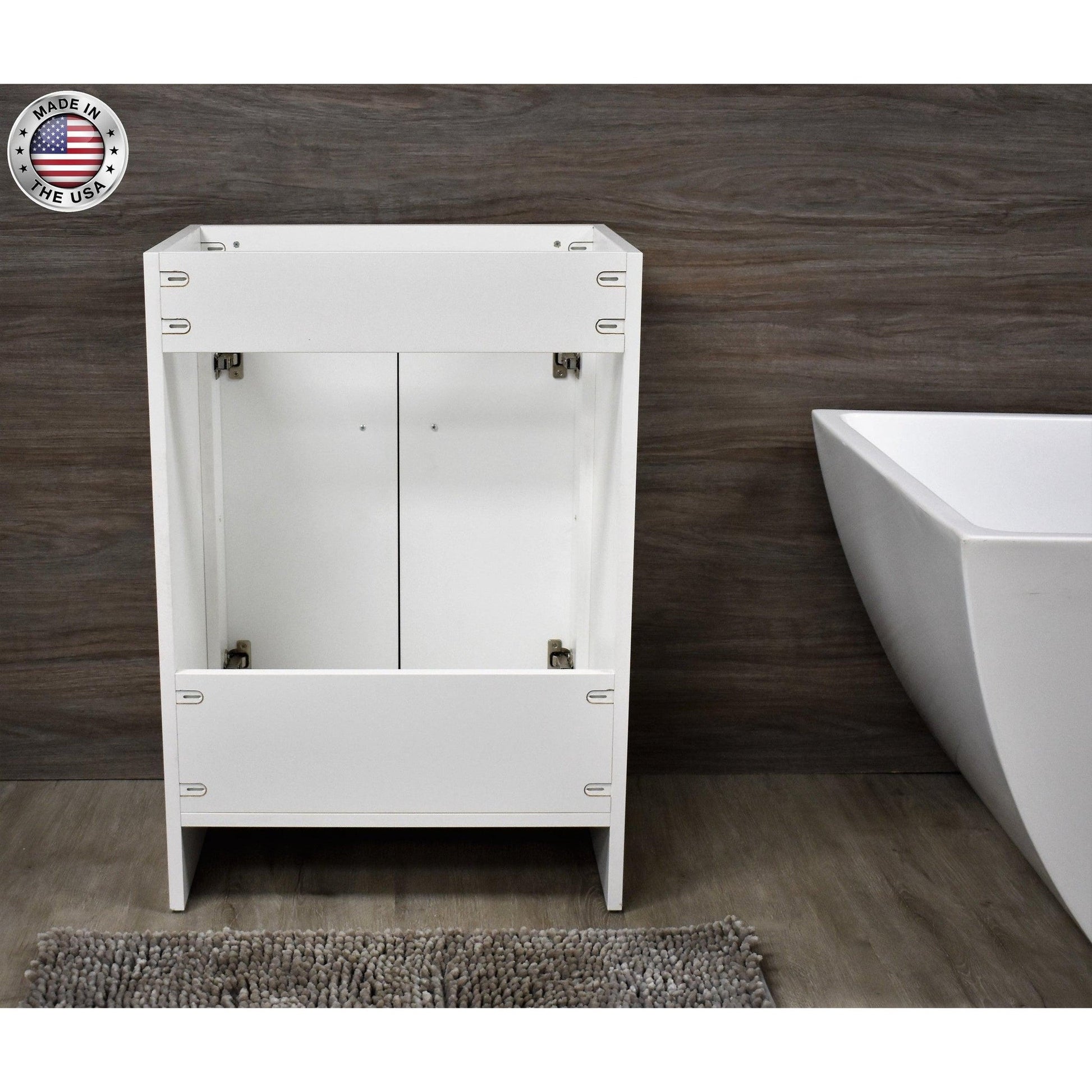 Volpa USA Villa 24" White Freestanding Modern Bathroom Vanity With Brushed Nickel Round Handles