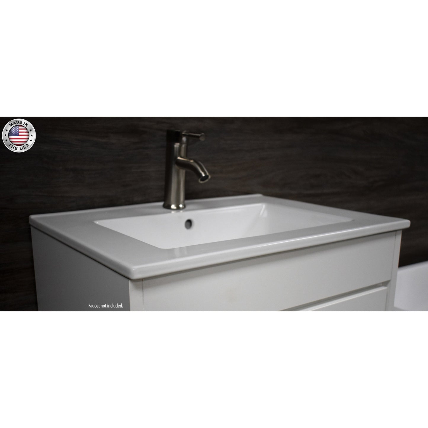 Volpa USA Villa 24" White Freestanding Modern Bathroom Vanity With Integrated Ceramic Top and Brushed Nickel Round Handles