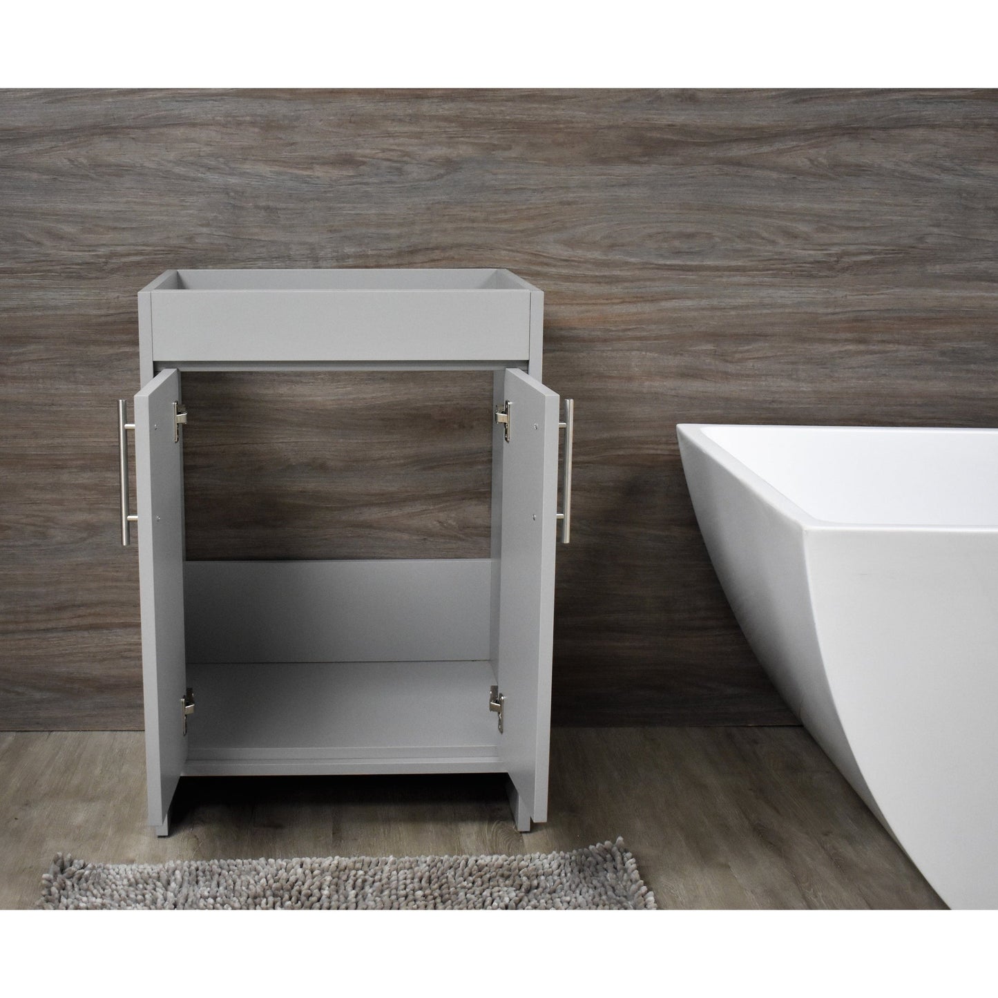 Volpa USA Villa 30" Gray Freestanding Modern Bathroom Vanity With Brushed Nickel Round Handles