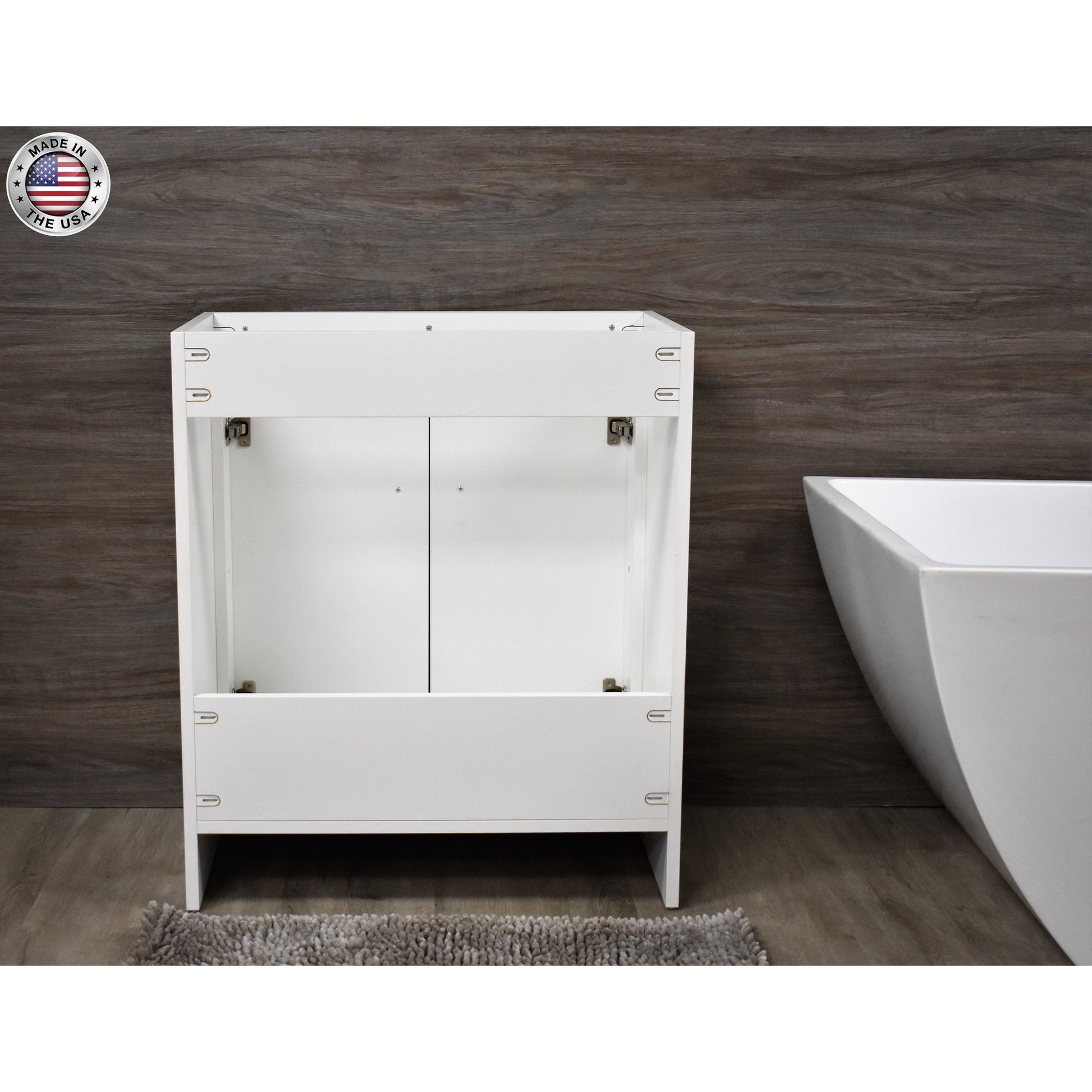 Volpa USA Villa 30" White Freestanding Modern Bathroom Vanity With Brushed Nickel Round Handles