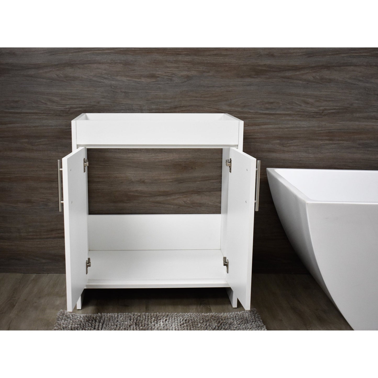 Volpa USA Villa 30" White Freestanding Modern Bathroom Vanity With Brushed Nickel Round Handles