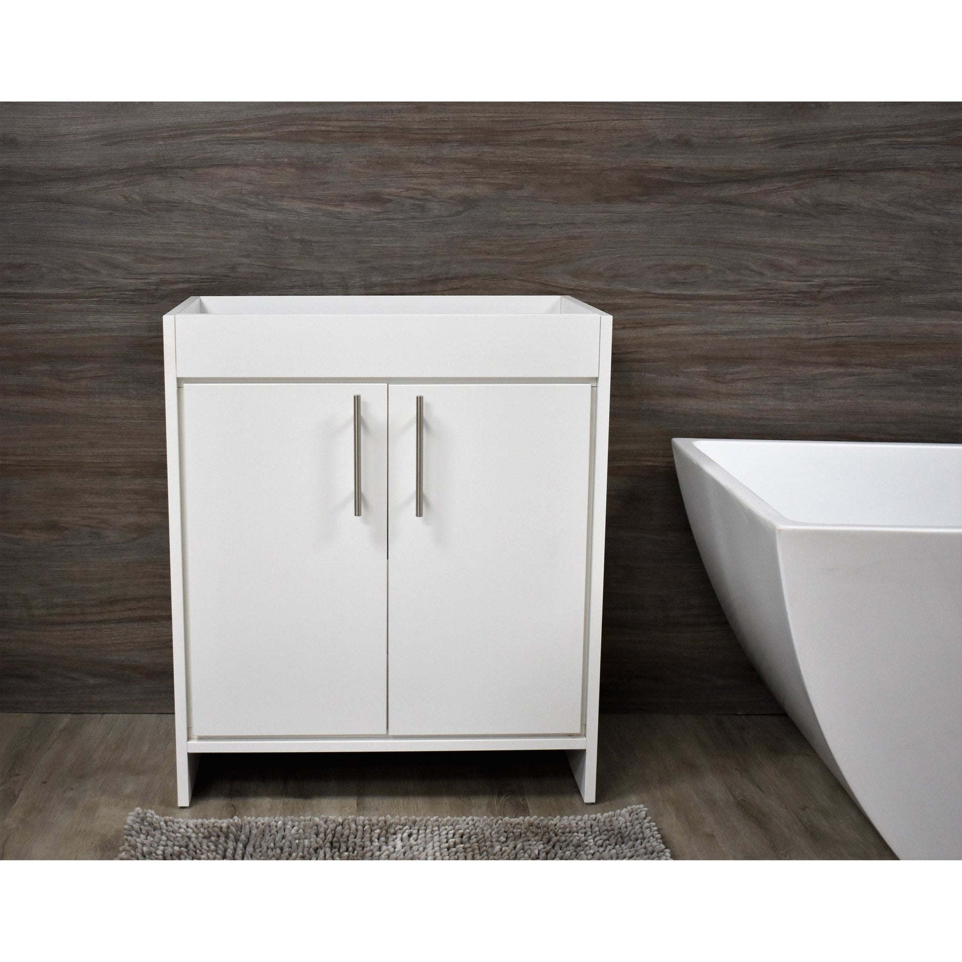 Volpa USA Villa 30" White Freestanding Modern Bathroom Vanity With Brushed Nickel Round Handles