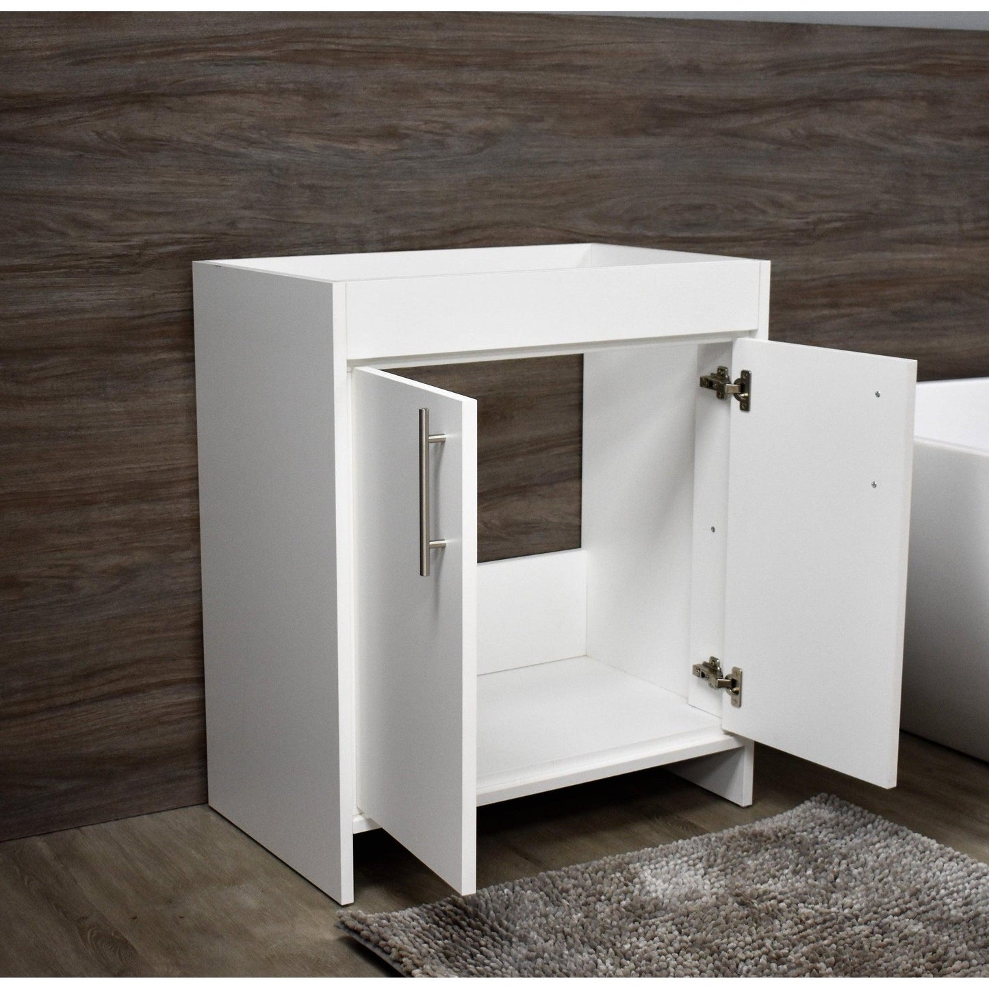 Volpa USA Villa 30" White Freestanding Modern Bathroom Vanity With Brushed Nickel Round Handles