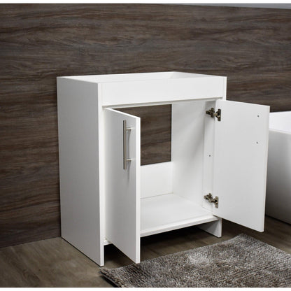 Volpa USA Villa 30" White Freestanding Modern Bathroom Vanity With Brushed Nickel Round Handles