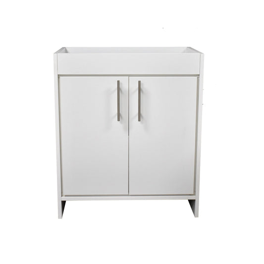 Volpa USA Villa 30" White Freestanding Modern Bathroom Vanity With Brushed Nickel Round Handles