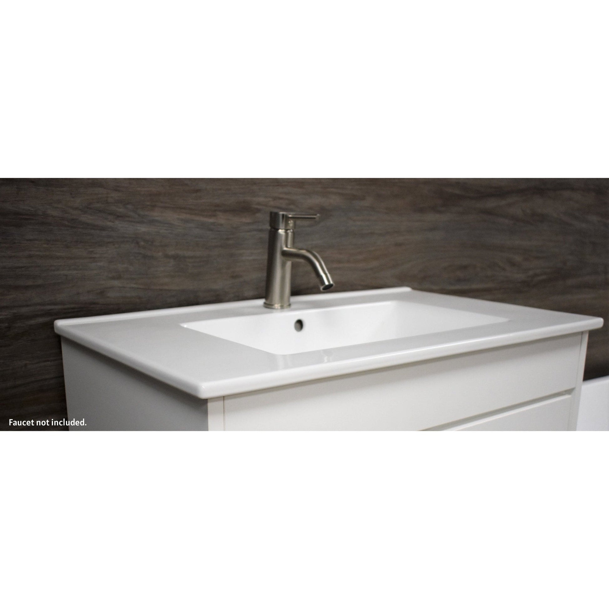 Volpa USA Villa 30" White Freestanding Modern Bathroom Vanity With Integrated Ceramic Top and Brushed Nickel Round Handles