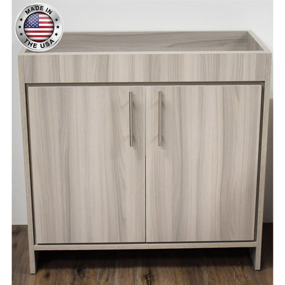 Volpa USA Villa 36" Ash Gray Freestanding Modern Bathroom Vanity With Brushed Nickel Round Handles