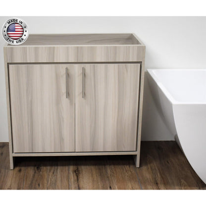 Volpa USA Villa 36" Ash Gray Freestanding Modern Bathroom Vanity With Brushed Nickel Round Handles