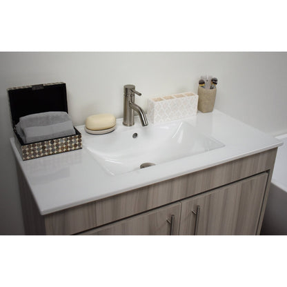 Volpa USA Villa 36" Ash Gray Freestanding Modern Bathroom Vanity With Integrated Ceramic Top and Brushed Nickel Round Handles