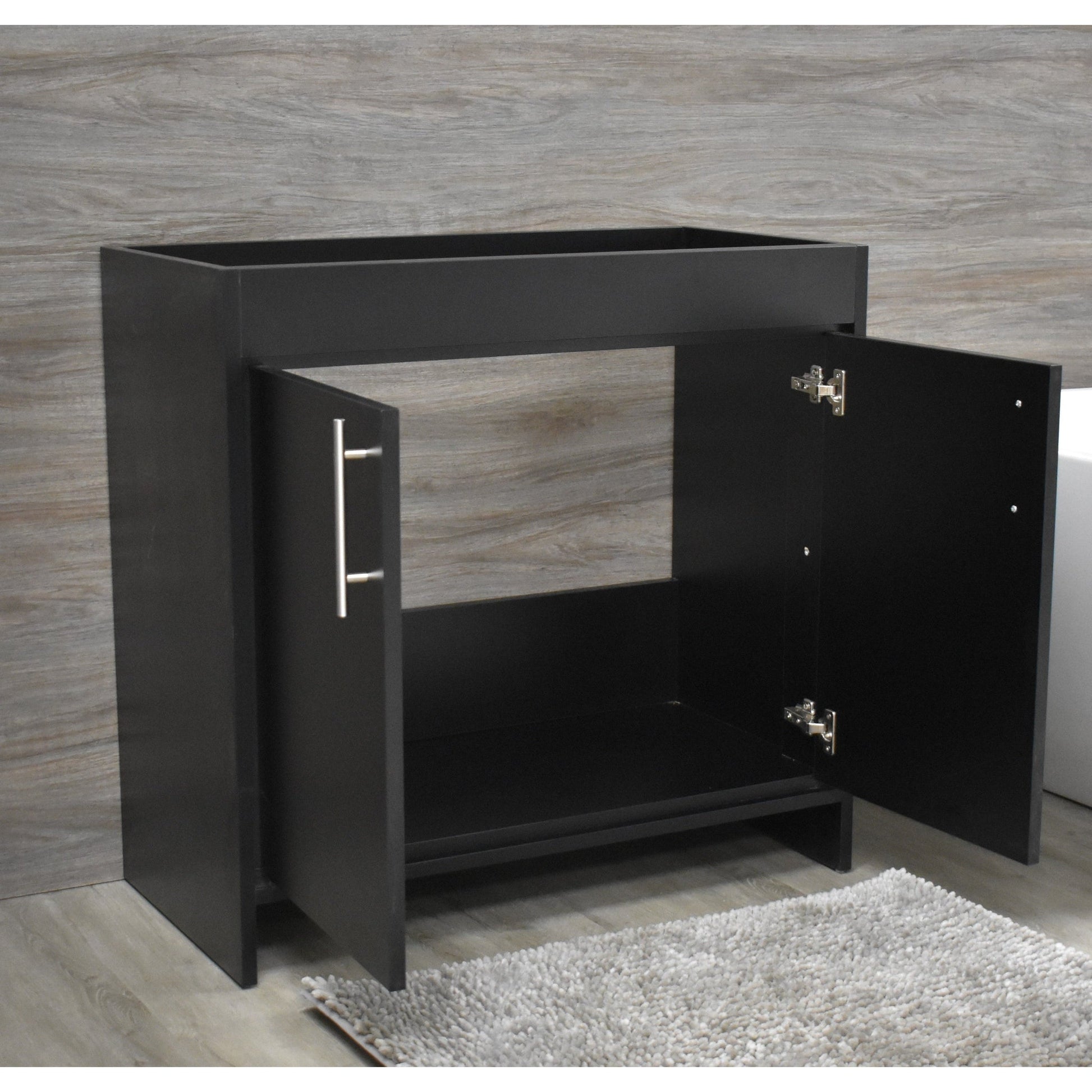 Volpa USA Villa 36" Black Freestanding Modern Bathroom Vanity With Brushed Nickel Round Handles