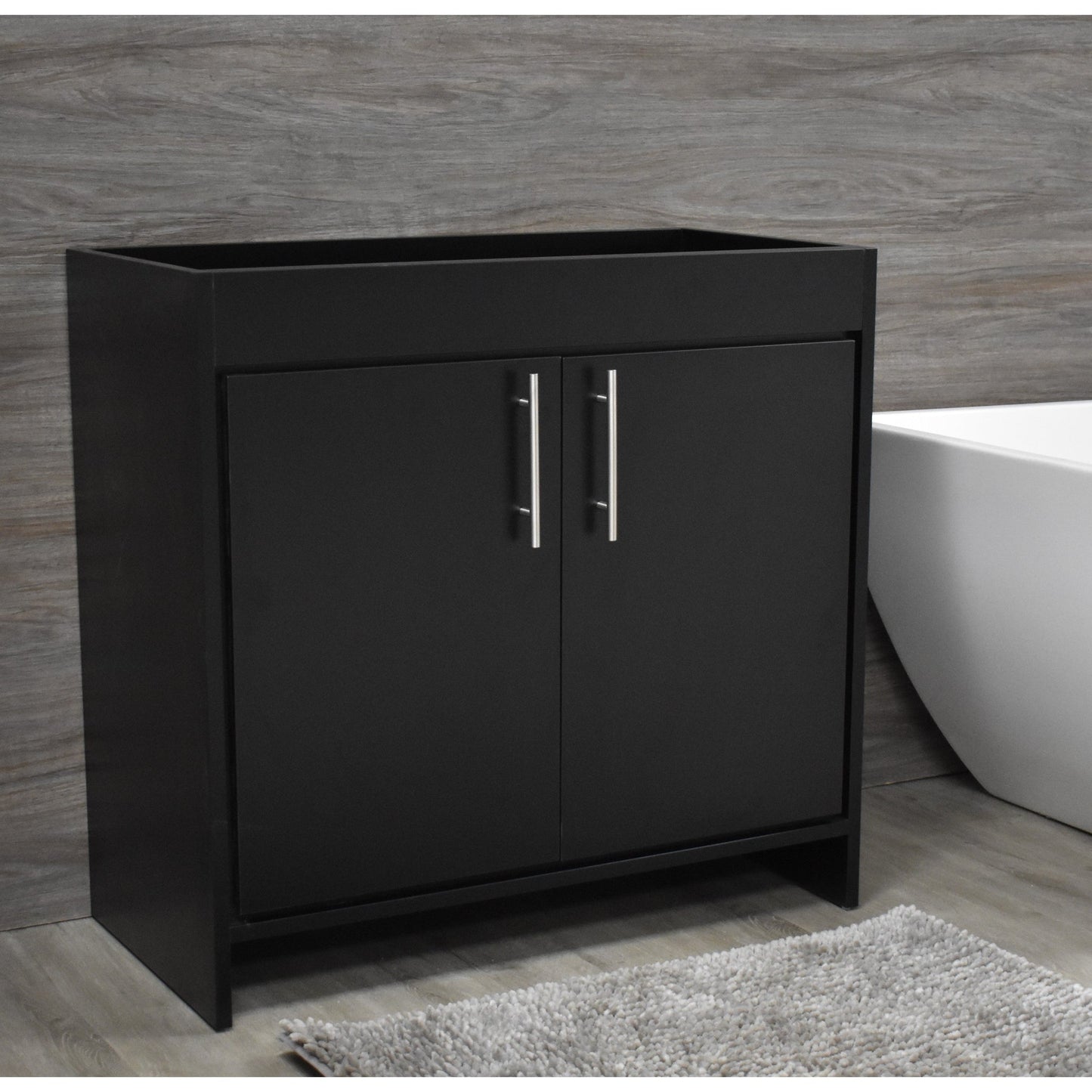 Volpa USA Villa 36" Black Freestanding Modern Bathroom Vanity With Brushed Nickel Round Handles