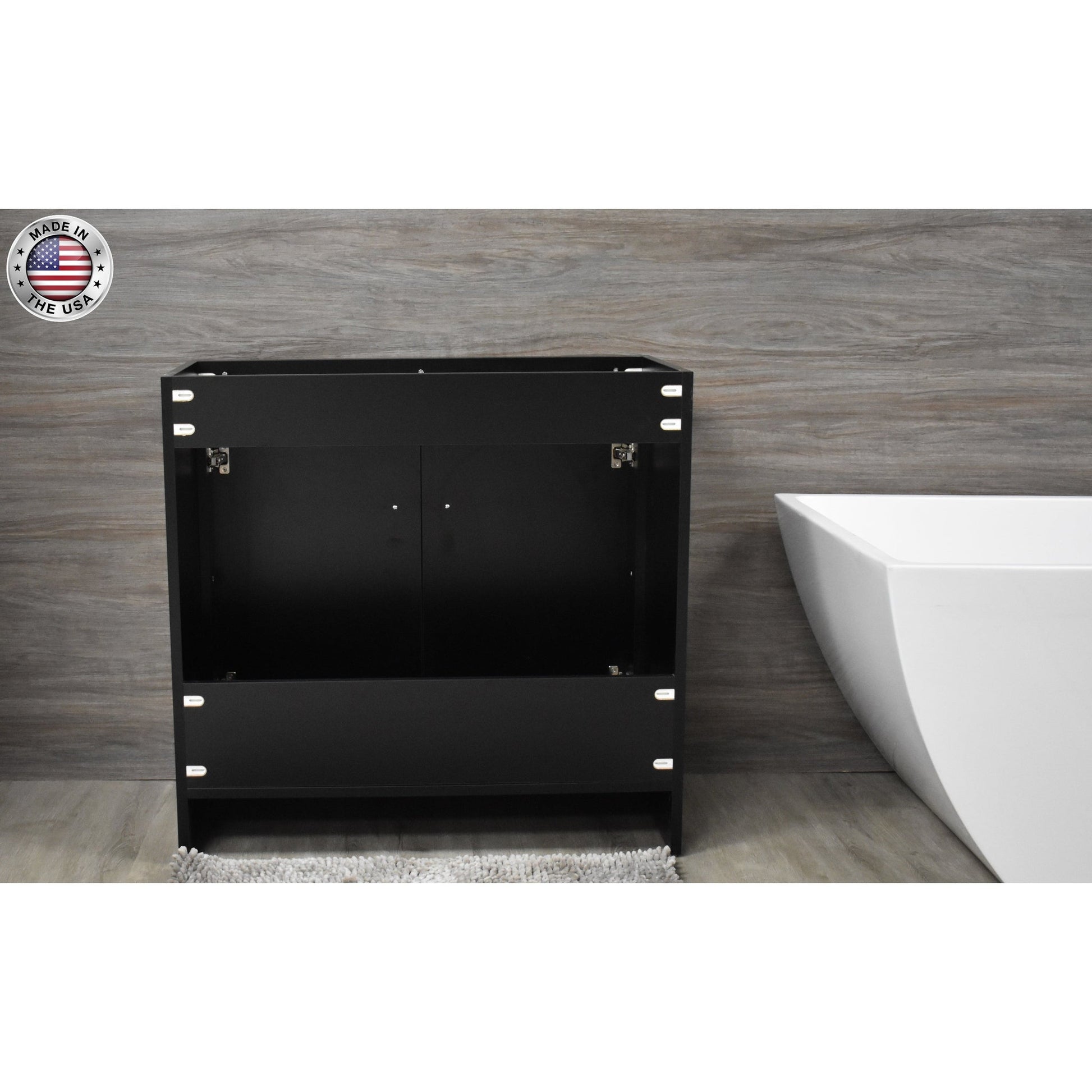 Volpa USA Villa 36" Black Freestanding Modern Bathroom Vanity With Brushed Nickel Round Handles