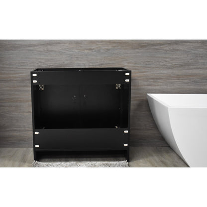 Volpa USA Villa 36" Black Freestanding Modern Bathroom Vanity With Brushed Nickel Round Handles