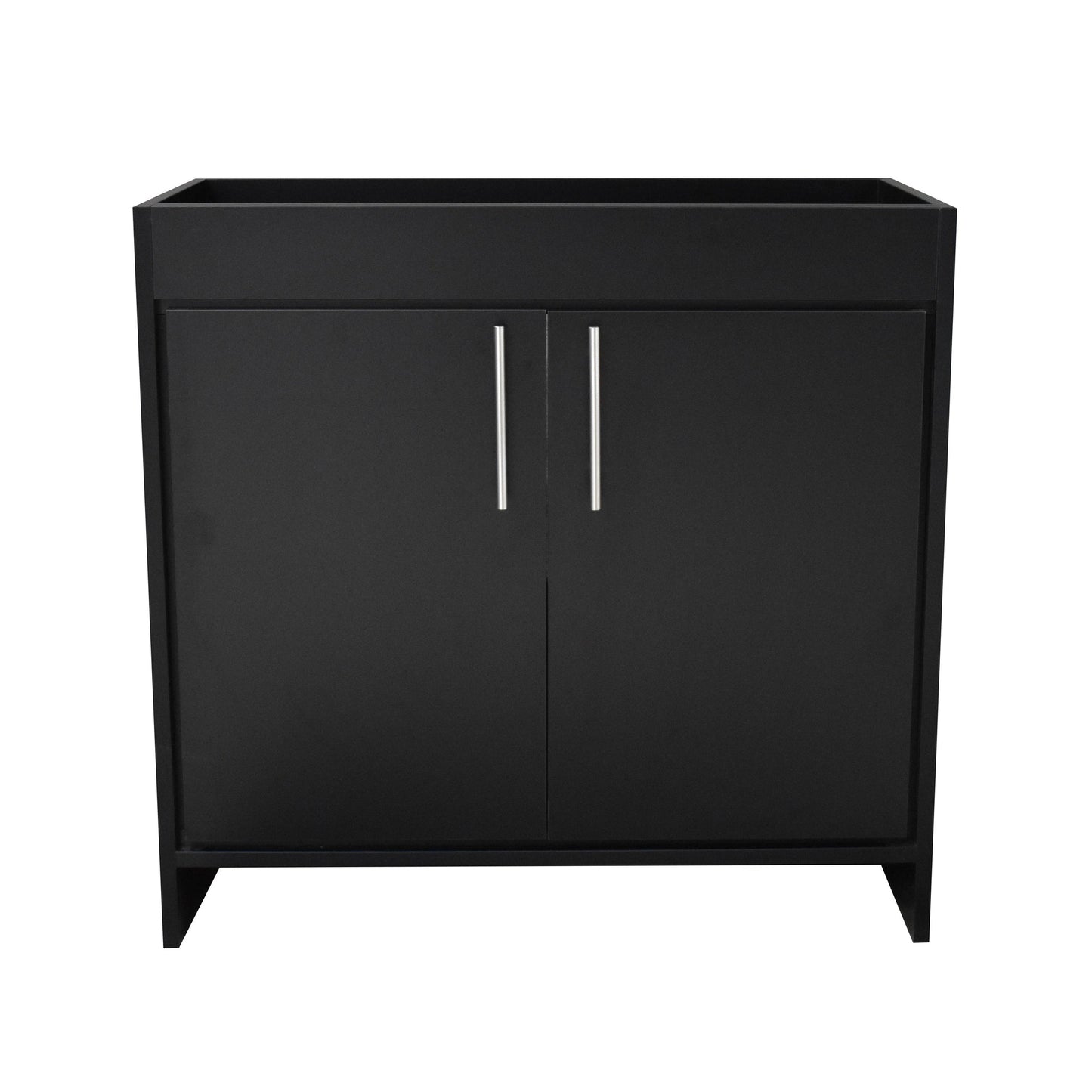 Volpa USA Villa 36" Black Freestanding Modern Bathroom Vanity With Brushed Nickel Round Handles