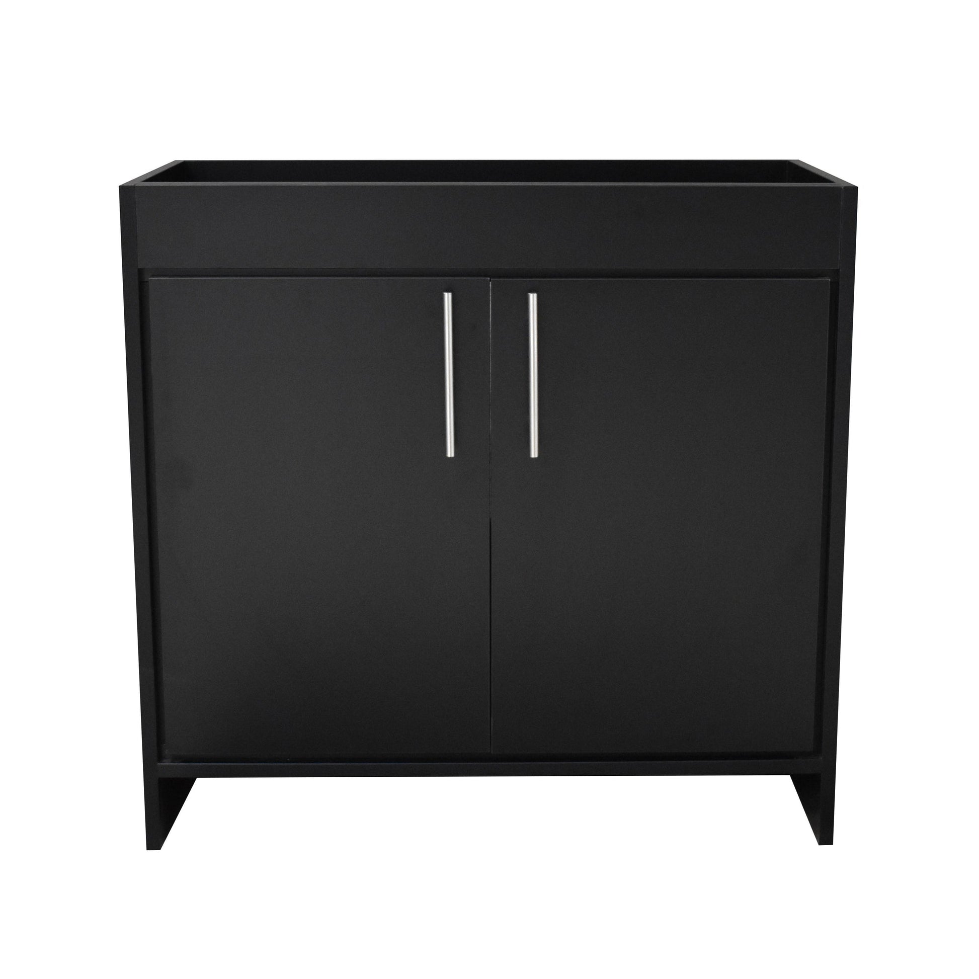 Volpa USA Villa 36" Black Freestanding Modern Bathroom Vanity With Brushed Nickel Round Handles