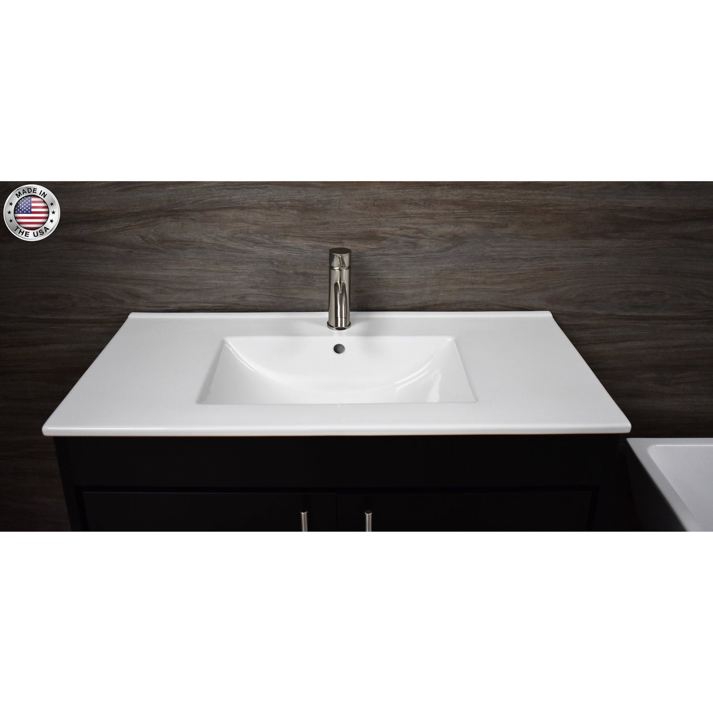 Volpa USA Villa 36" Black Freestanding Modern Bathroom Vanity With Integrated Ceramic Top and Brushed Nickel Round Handles