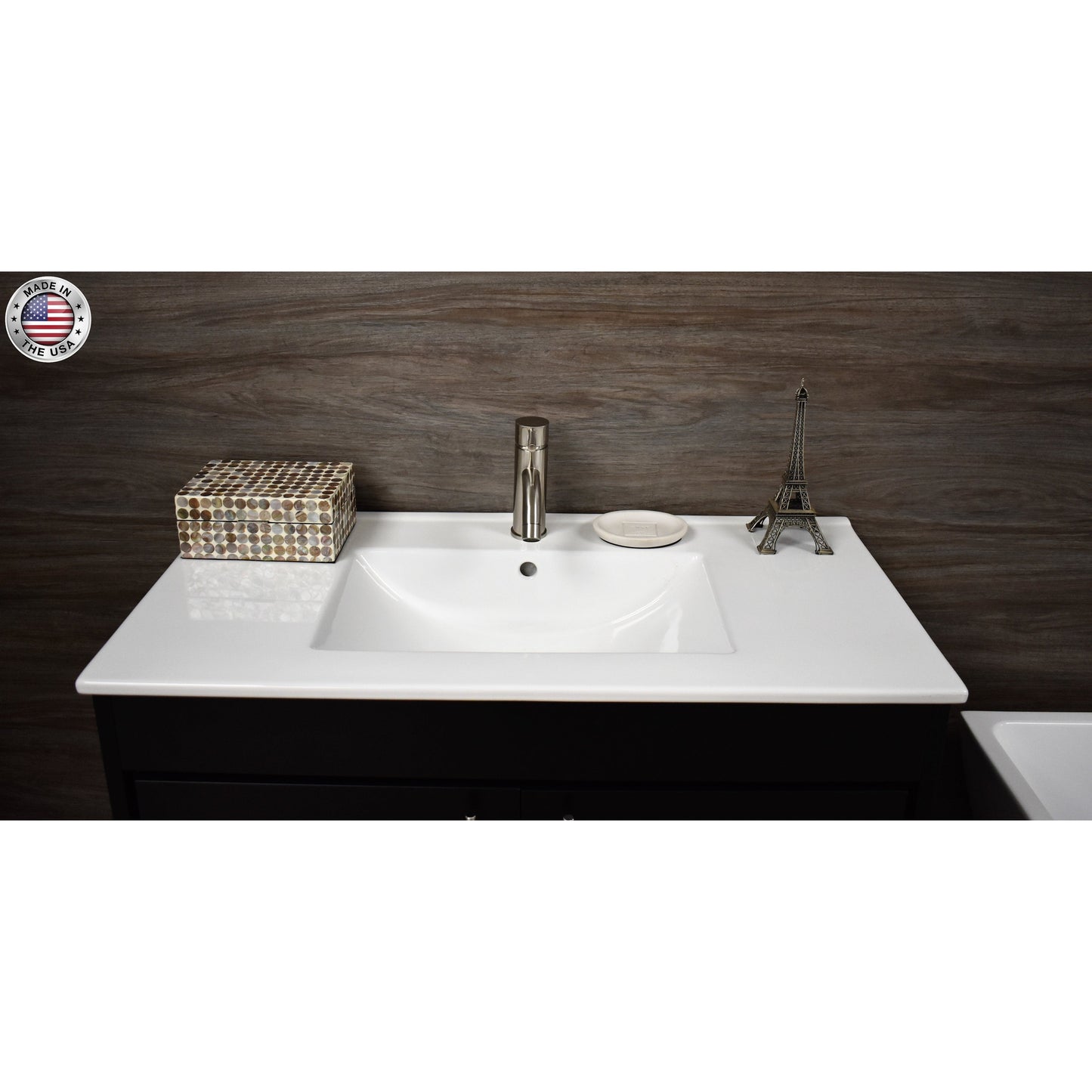 Volpa USA Villa 36" Black Freestanding Modern Bathroom Vanity With Integrated Ceramic Top and Brushed Nickel Round Handles