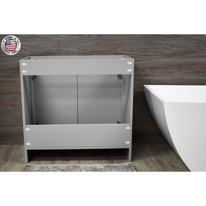 Volpa USA Villa 36" Gray Freestanding Modern Bathroom Vanity With Brushed Nickel Round Handles