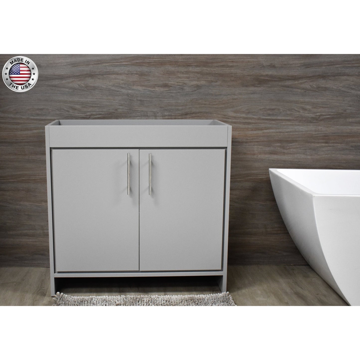 Volpa USA Villa 36" Gray Freestanding Modern Bathroom Vanity With Brushed Nickel Round Handles