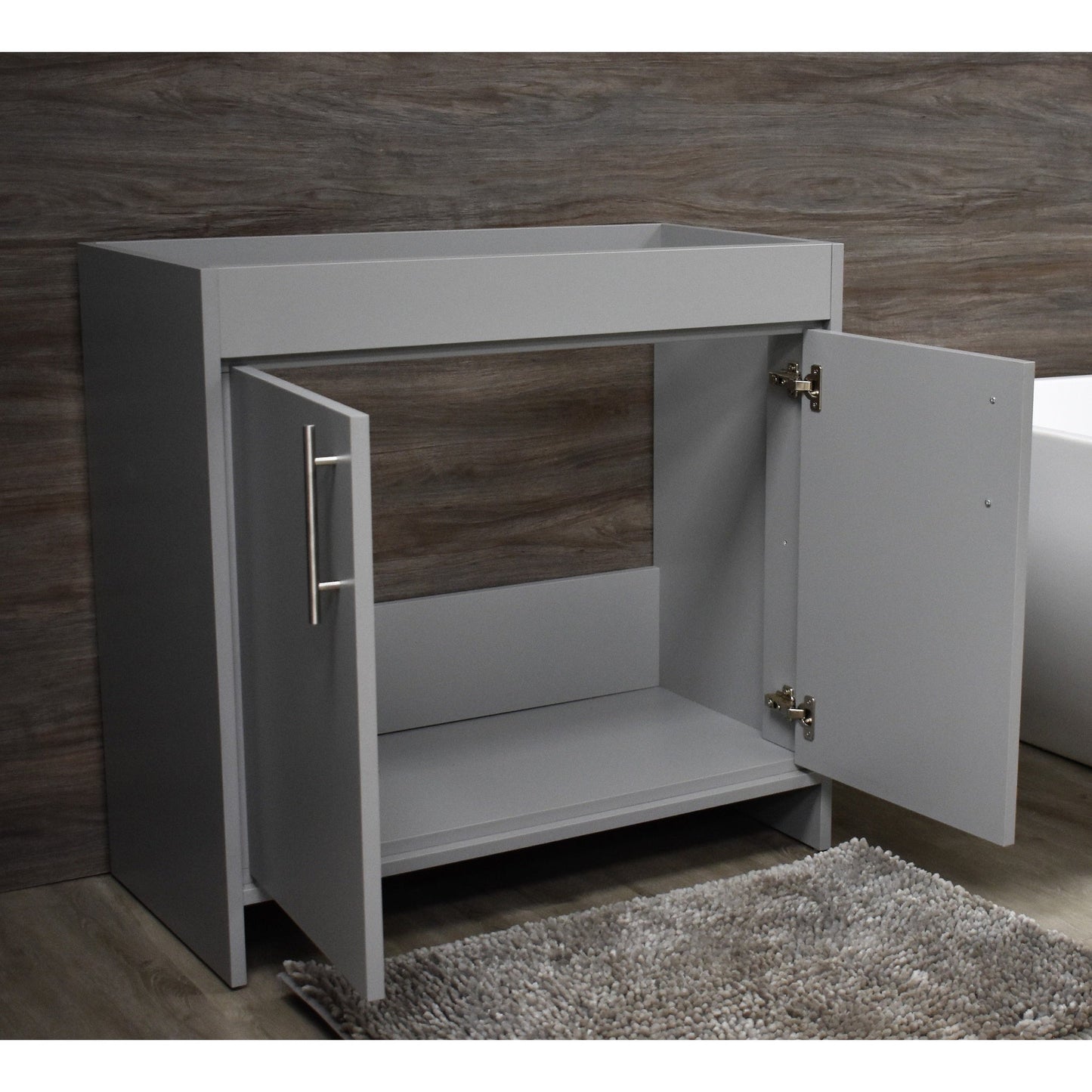 Volpa USA Villa 36" Gray Freestanding Modern Bathroom Vanity With Brushed Nickel Round Handles