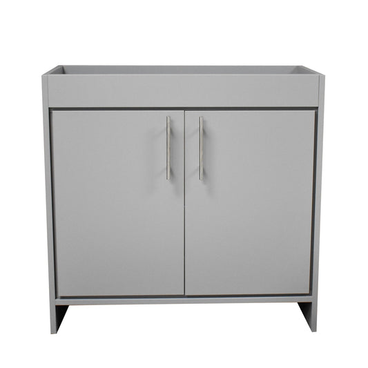 Volpa USA Villa 36" Gray Freestanding Modern Bathroom Vanity With Brushed Nickel Round Handles