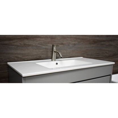 Volpa USA Villa 36" Gray Freestanding Modern Bathroom Vanity With Integrated Ceramic Top and Brushed Nickel Round Handles