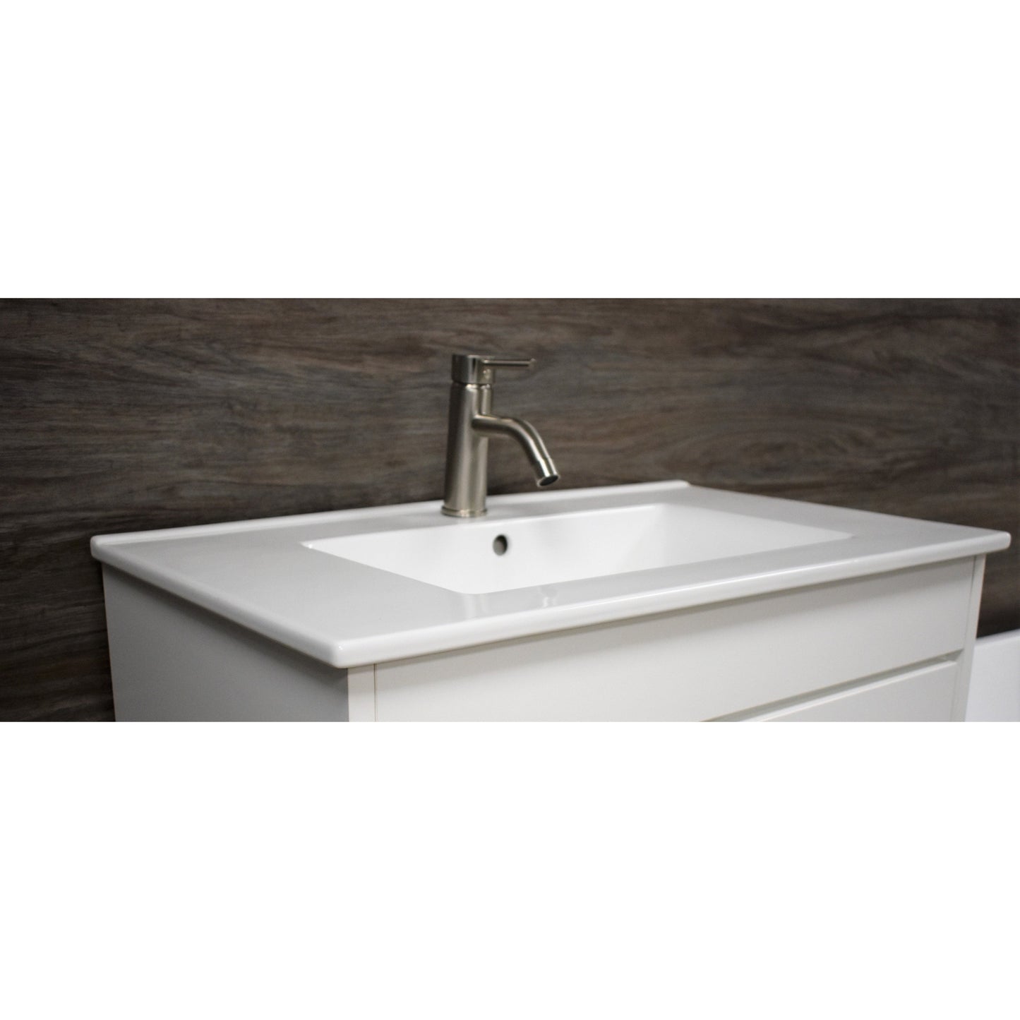 Volpa USA Villa 36" White Freestanding Modern Bathroom Vanity With Integrated Ceramic Top and Brushed Nickel Round Handles