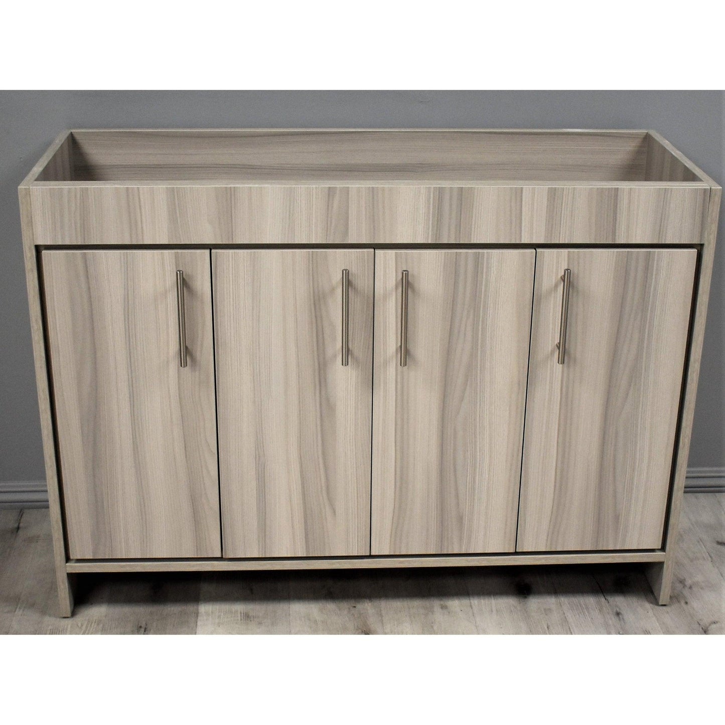 Volpa USA Villa 48" Ash Gray Freestanding Modern Bathroom Vanity With Brushed Nickel Round Handles