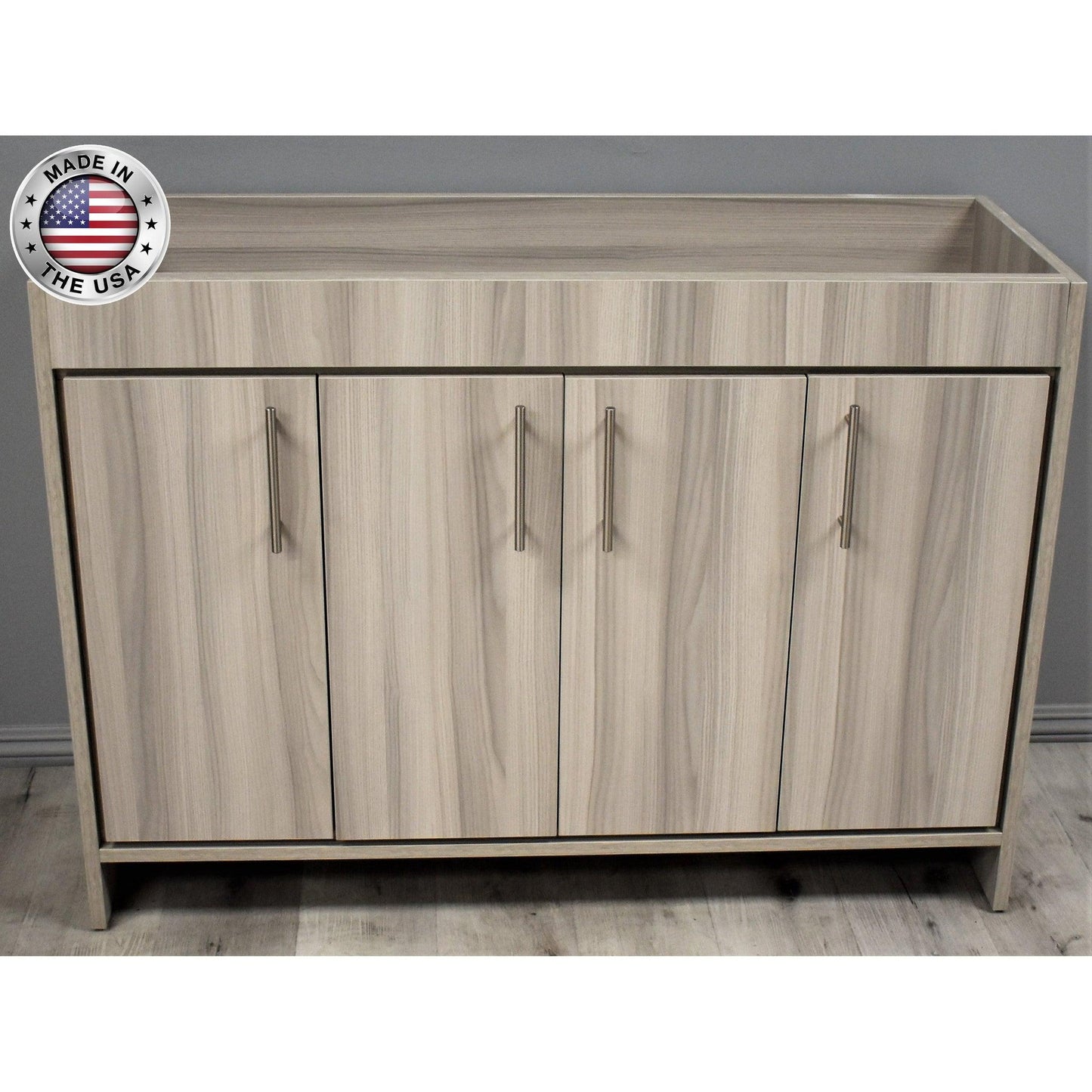 Volpa USA Villa 48" Ash Gray Freestanding Modern Bathroom Vanity With Brushed Nickel Round Handles