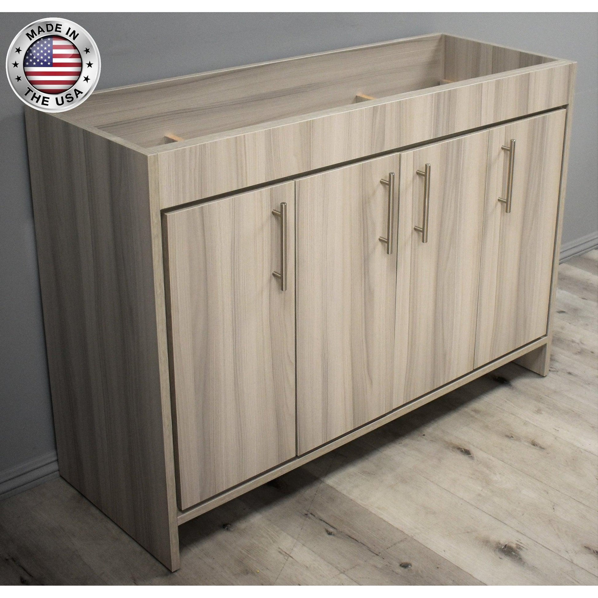 Volpa USA Villa 48" Ash Gray Freestanding Modern Bathroom Vanity With Brushed Nickel Round Handles