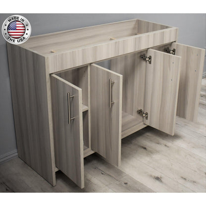 Volpa USA Villa 48" Ash Gray Freestanding Modern Bathroom Vanity With Brushed Nickel Round Handles