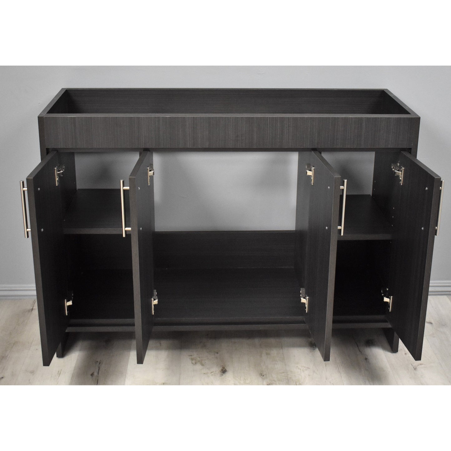 Volpa USA Villa 48" Black Ash Freestanding Modern Bathroom Vanity With Brushed Nickel Round Handles