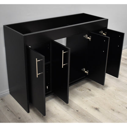 Volpa USA Villa 48" Black Freestanding Modern Bathroom Vanity With Brushed Nickel Round Handles