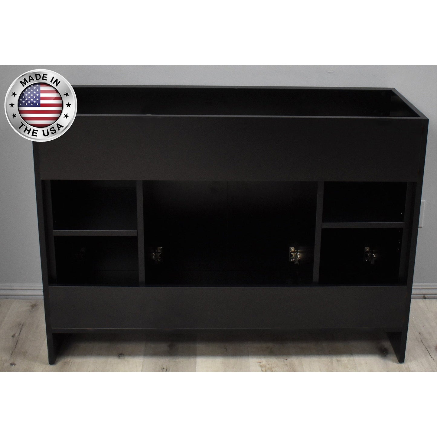 Volpa USA Villa 48" Black Freestanding Modern Bathroom Vanity With Brushed Nickel Round Handles