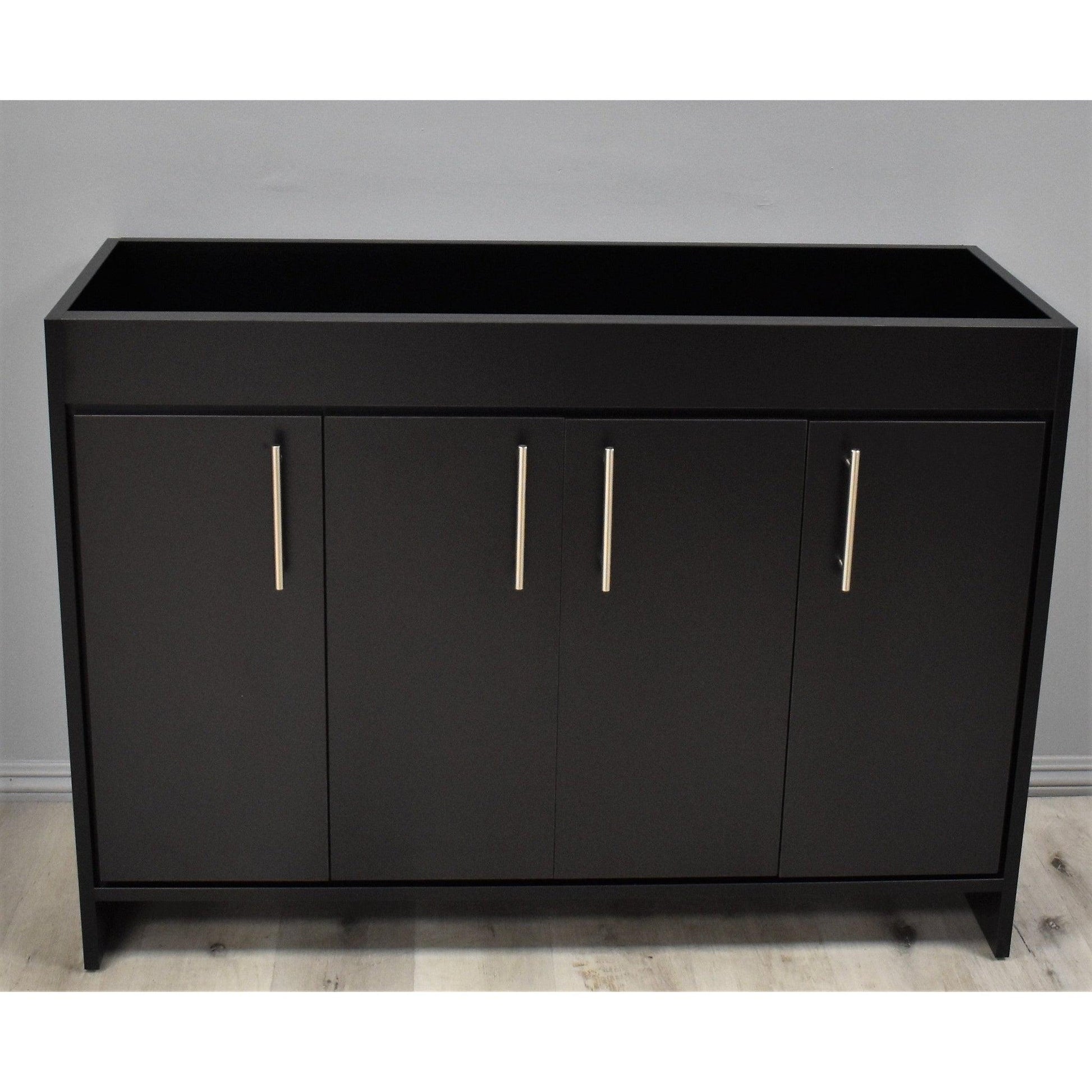 Volpa USA Villa 48" Black Freestanding Modern Bathroom Vanity With Brushed Nickel Round Handles