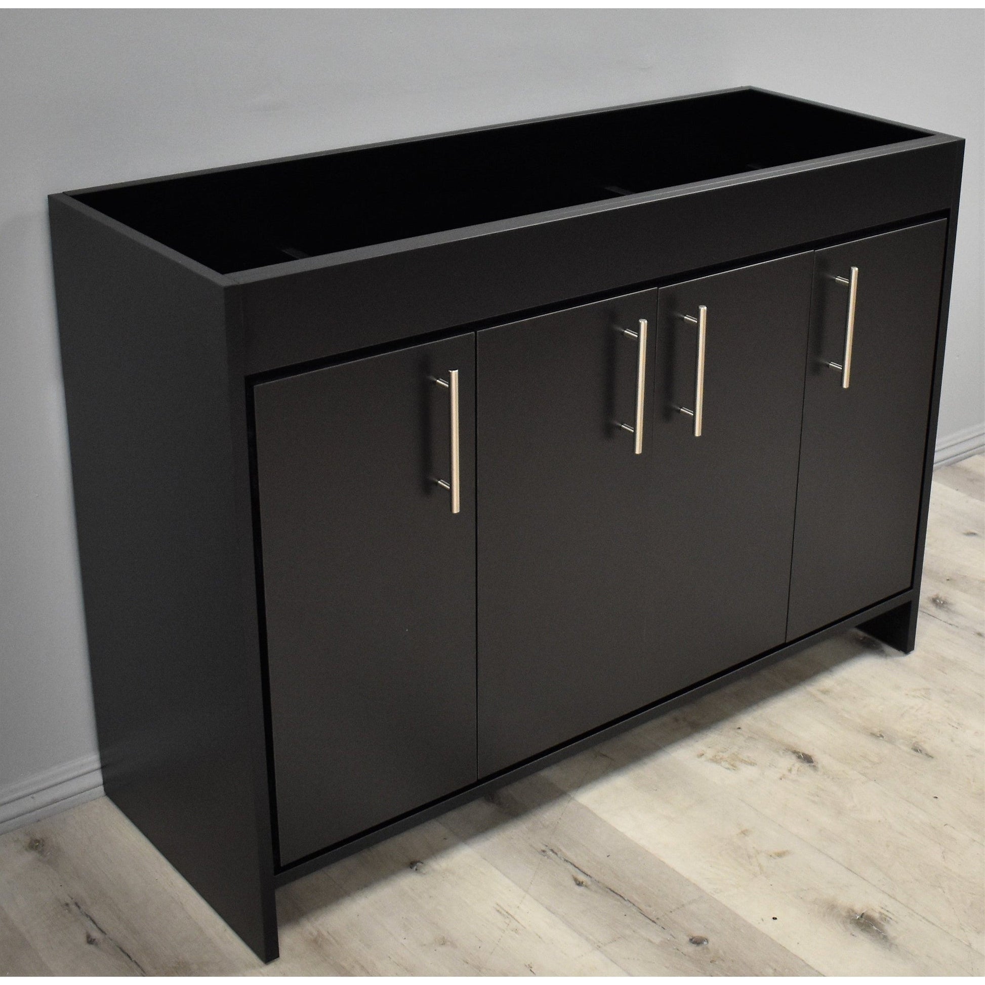 Volpa USA Villa 48" Black Freestanding Modern Bathroom Vanity With Brushed Nickel Round Handles