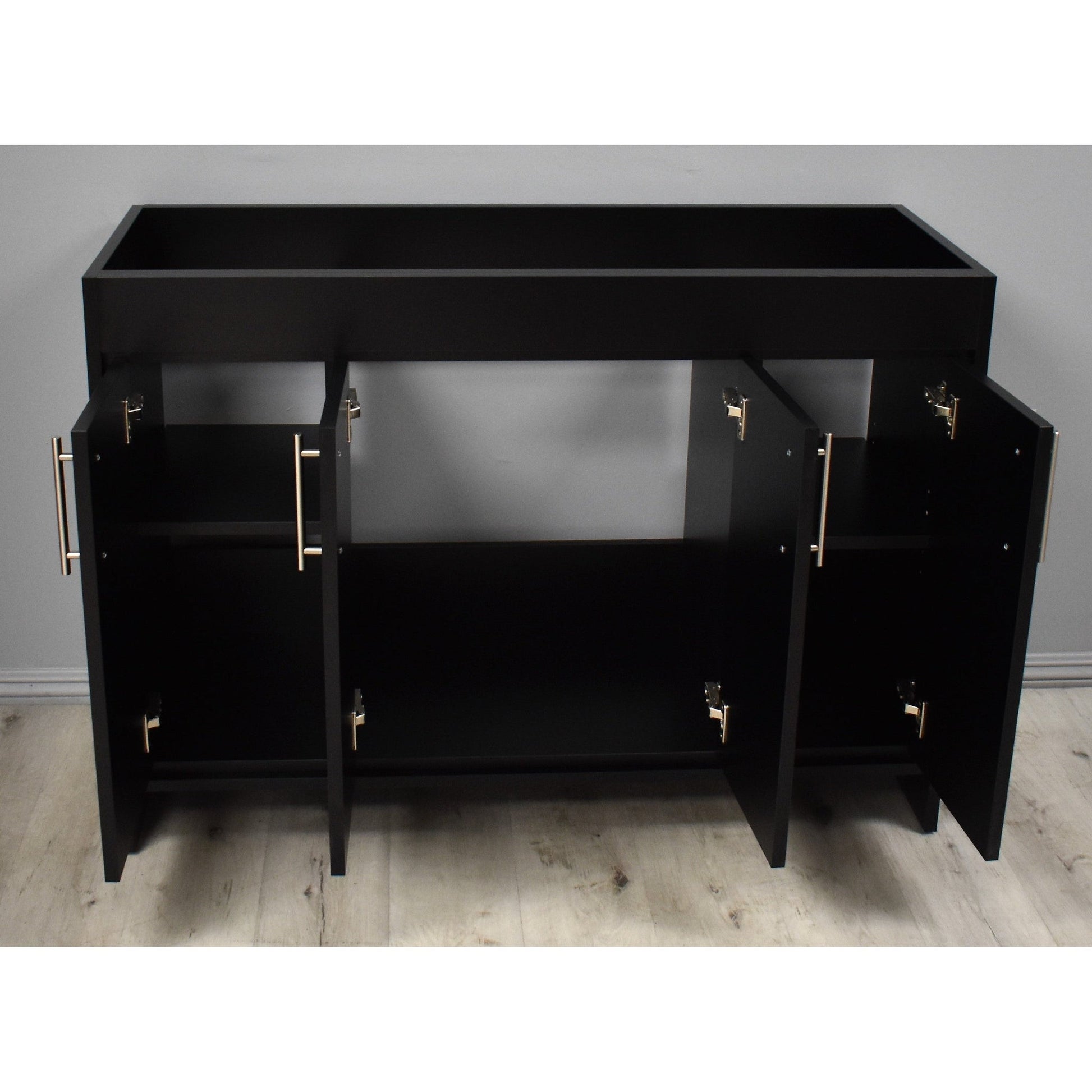 Volpa USA Villa 48" Black Freestanding Modern Bathroom Vanity With Brushed Nickel Round Handles