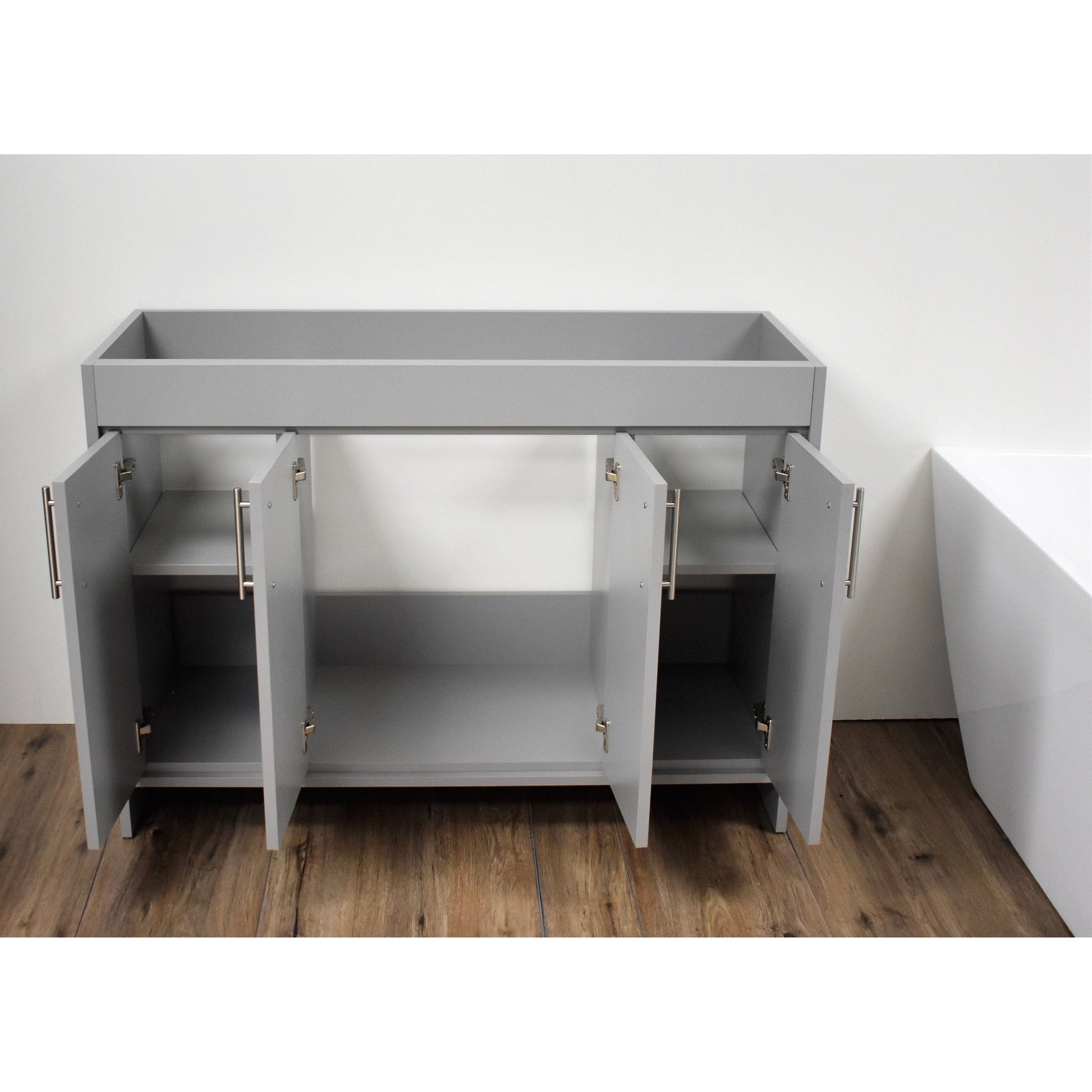 Volpa USA Villa 48" Gray Freestanding Modern Bathroom Vanity With Brushed Nickel Round Handles